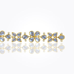 18K Flower Cluster Bracelet with royal blue moonstone and diamond