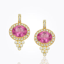 Load image into Gallery viewer, 18K Pavé Halo Pyramid Earrings