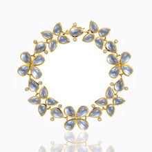 Load image into Gallery viewer, 18K Flower Cluster Bracelet with royal blue moonstone and diamond