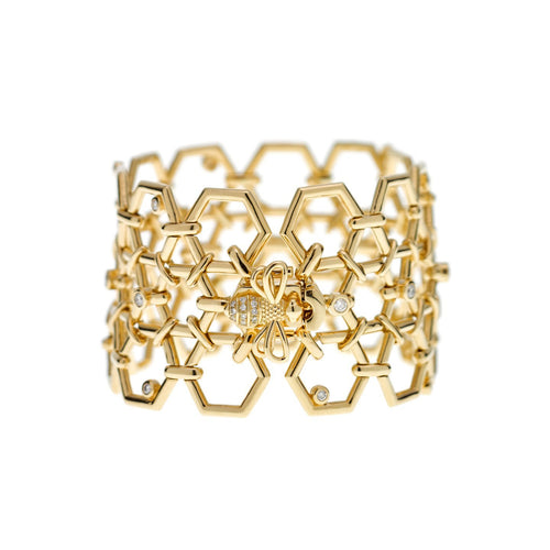18K Beehive Link Bracelet