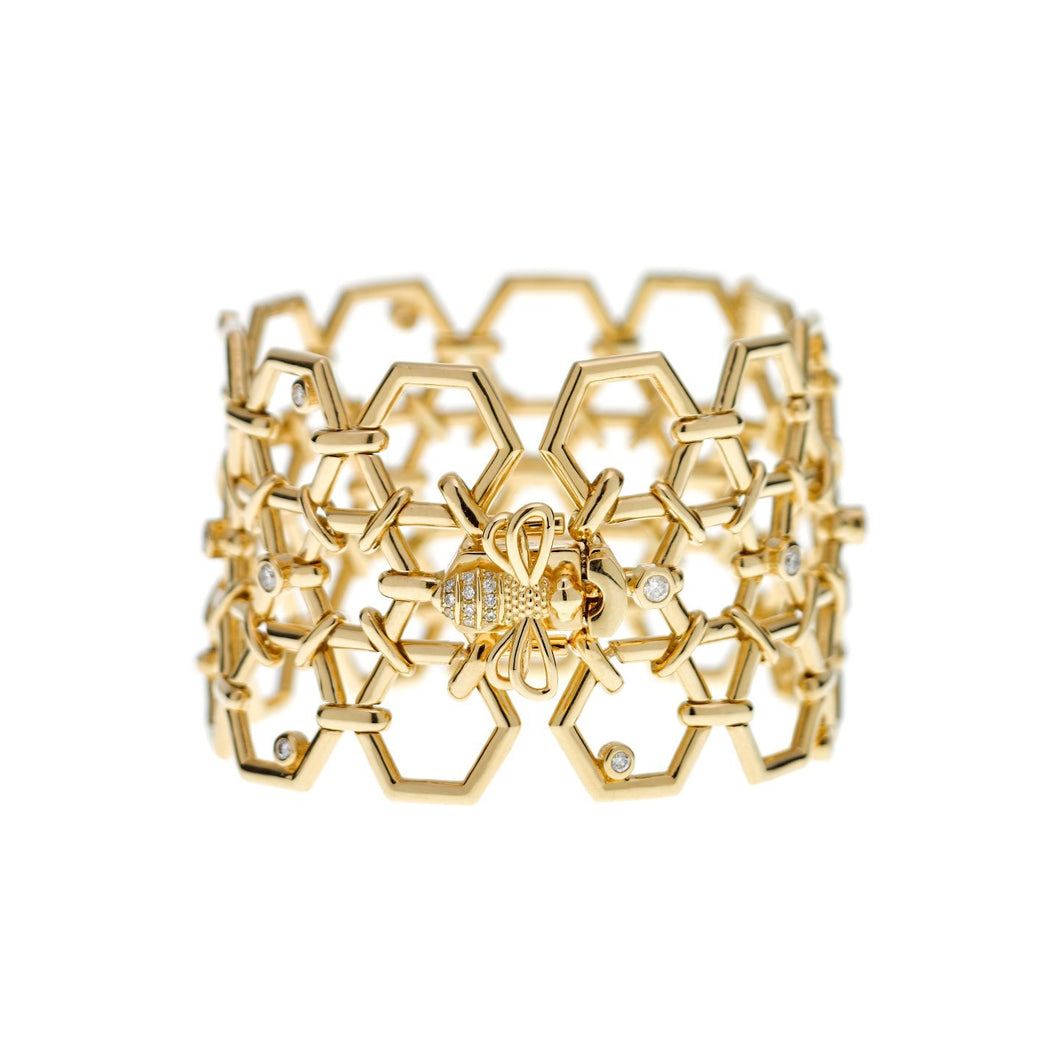 18K Beehive Link Bracelet